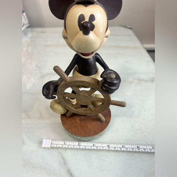 Vintage Walt Disney World Steamboat Willie Mickey Mouse Bobblehead Resin Figure